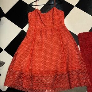 J crew orange eyelet dress spaghetti strap floral pattern 12 and NWOT